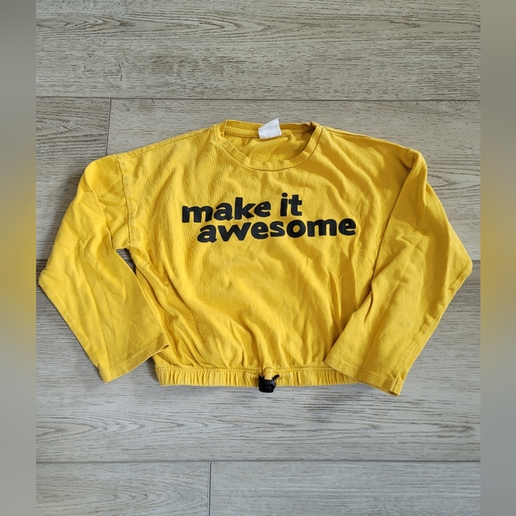 Zara Girls' Marigold Long Sleeve Bungee Cord Slogan Crop Top 7-9Y - Picture 2 of 11